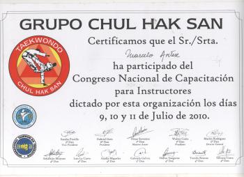 Asistencia al Congreso de Capacitación Permanente de Instructores Chul Hak San 2010
